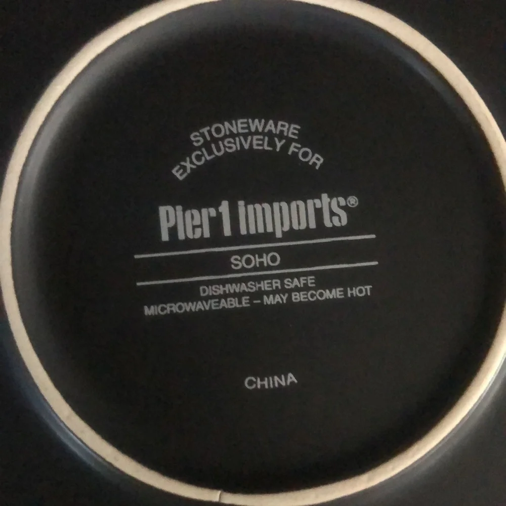 Pier 1 Imports Black Stoneware Delish Wine Glass Snack Plates Set of 4